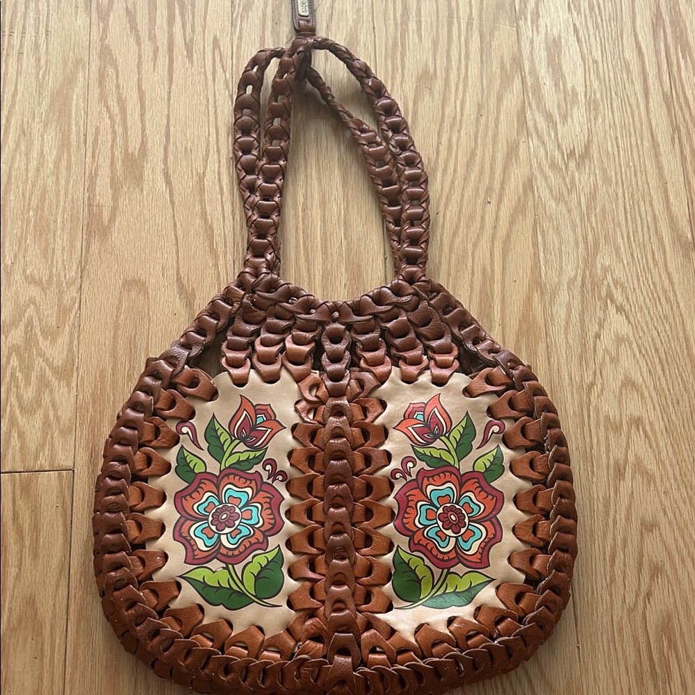 Artisan Floral Brown Shoulder Bag